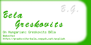 bela greskovits business card